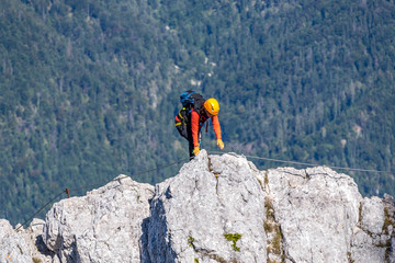 Climber on a via ferrata in Austria