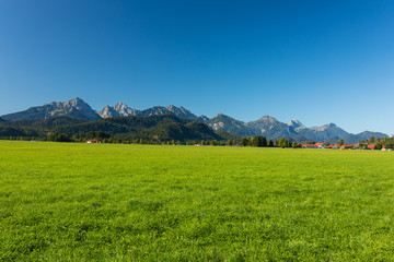 Bavarian alps mountain range outside of Munich, Germany.