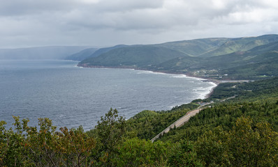 Fototapeta premium View of the road and coastline on Cape Breton Island