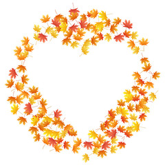 Maple leaves vector background, autumn foliage on white graphic design.