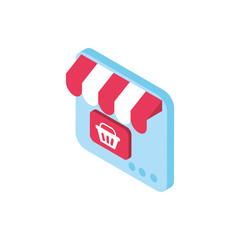 website basket online shopping isometric icon