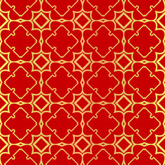 Luxury Stylish Geometry Seamless Pattern Art Deco Background. Texture For Wallpaper, Invitation. Vector Illustration. red gold color