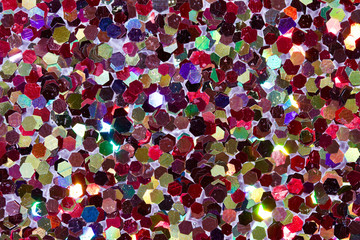 Macro abstract multi color bright confetti glitter texture background