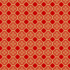 Modern Stylish Geometry Seamless Pattern Art Deco Background. Luxury Texture For Wallpaper, Invitation. Vector Illustration. Red gold color
