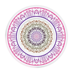 Decorative round ornament. Frame decoration with floral mandala. Vector illustration