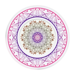 Decorative round ornament. Frame decoration with floral mandala. Vector illustration
