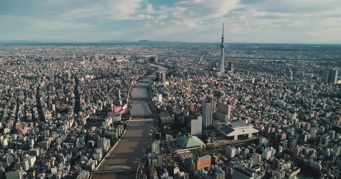 Aerial shot of Tokyo city, Japan