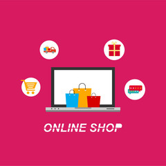Online shopping banner for M-Commerce, easy to use and highly customizable. Modern vector illustration concept, isolated on colored background.
