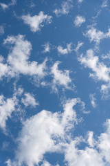 Blue sky and clean white clouds as a nature background