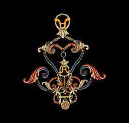 Decorative elegant luxury design.Vintage elements in baroque, rococo style.Design for cover, fabric, textile, wrapping paper .