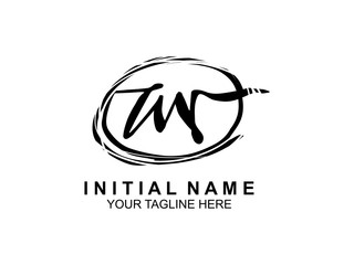 handwriting logo of initial signature. elegant logo design template. Letter Type M. vector illustration