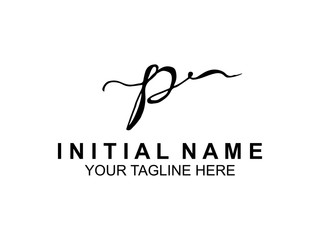 handwriting logo of initial signature. elegant logo design template. Letter Type P. vector illustration