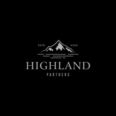 Highland mountain logo design vector illustration