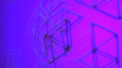 Abstract 3d rendering concept of high poly sphere with chaotic mesh grid cellular mulecular structure. Sci-fi background with polygonal shape in empty space with light god rays. Futuristic design bio