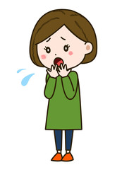 困惑する女性　ポーズ　イラスト