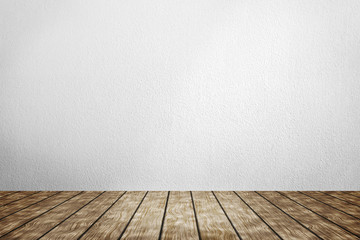 Wood table top isolated on white background. Used for product placement or montage.