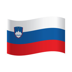 Obraz premium A flag of Slovenia, Raster version. National flag of Slovenia: white, blue and red horizontal stripes with coat of arms.
