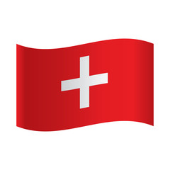 Switzerland - Flag Series, Isolated Swiss flag on a white background, Vector illustration, Swiss flag Banner of the country in waveform fluttering in the wind.