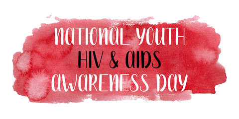 Watercolor red stain. National youth HIV and AIDS awareness day
