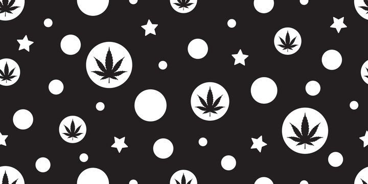 Marijuana seamless pattern vector cannabis weed leaf polka dot bubble repeat wallpaper tile background scarf isolated plant illustration doodle design