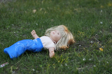 little baby girl on the grass