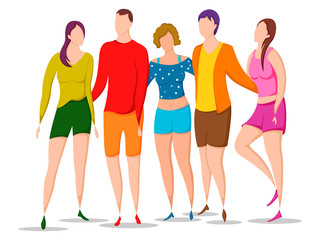 Fototapeta premium easy to edit vector illustration of group of dancing people friend colleague celebrating birthday, new year disco dance holiday