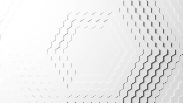 Ultra High Definition Resolution three dimensional computer generated animation of abtract white honeycomb hexagon moving wave background, thirty frame per second