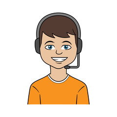 Cartoon Male With Headphones Illustration