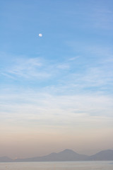 Full moon morning seascape