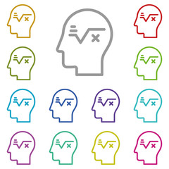 Human, brain, logical, thinking multi color icon. Simple thin line, outline vector of mind process icons for ui and ux, website or mobile application