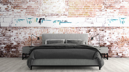 Modern bright interior . 3D rendering