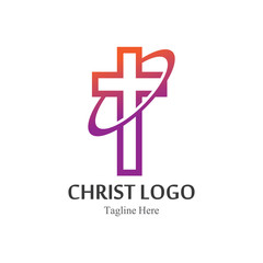 Obraz premium Christ logo template design vector, creative simple