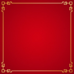 Oriental chinese border ornament on red background, vector illustration