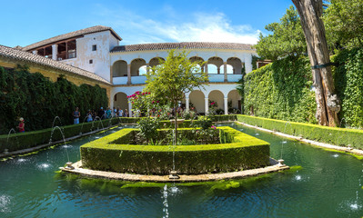 Garden and Bell Tower in Alhambra palace