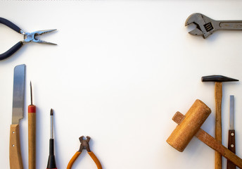 various DIY tools on a white paper 2 白い紙の上の様々なDIY道具 2