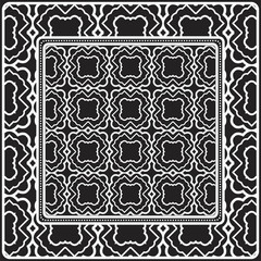 Obraz premium Design Of A Scarf With A Geometric Pattern . Vector illustration. Black and white color. For fashion print, modern design, scrapbooking, background.