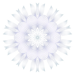 Beautiful Round Flower Mandala. Vector illustration. White gold color. For Design, Greeting Card, Invitation, Coloring Book. Arabic, Indian, Motifs.