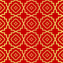 Luxury Stylish Geometry Seamless Pattern Art Deco Background. Texture For Wallpaper, Invitation. Vector Illustration. red gold color