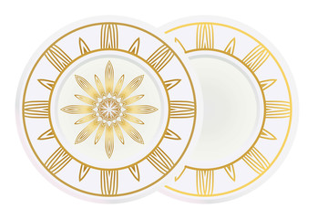 modern plate for interior design, circle medalion, colorful kitchen, vector illustration