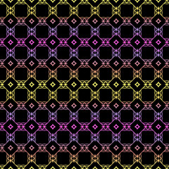 Color seamless geometric pattern with dark background. Vector illustration