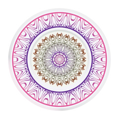 Decorative round ornament. Frame decoration with floral mandala. Vector illustration