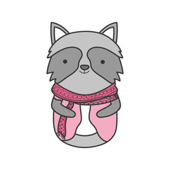 cute raccoon with pink sweater merry christmas