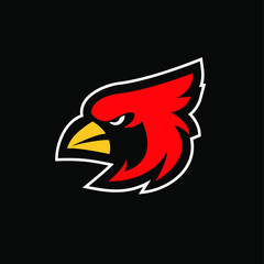 cardinal bird red logo icon design vector with black background