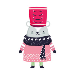 merry christmas celebration cute bear with scarf and sweater