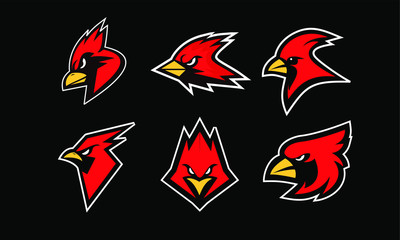 set of cardinal bird logo icon design vector