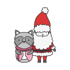 merry christmas celebration santa claus raccoon with sweater