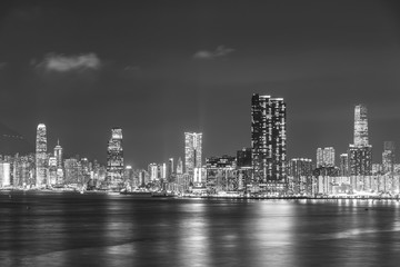 Fototapeta na wymiar Panorama of Skyline of Victoria Harbor of Hong Kong city at night