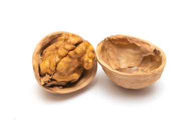 Walnut, isolated on a white background.