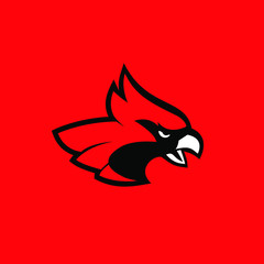 red cardinal bird logo icon design vector