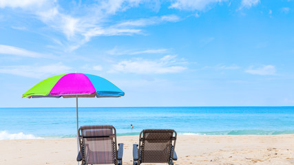 beach chair and umbrella at Surin beach
